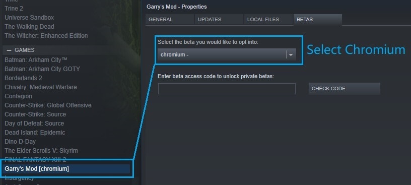 Select Garrys mod Chromium