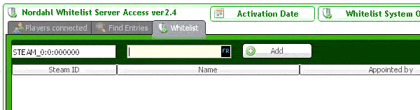 Add manually a user in the server access whitelist