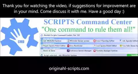 Vidéo de Demonstration Scripts Command Center sur Youtube