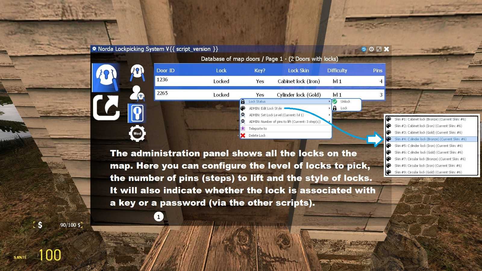 install a pickable lock on a map